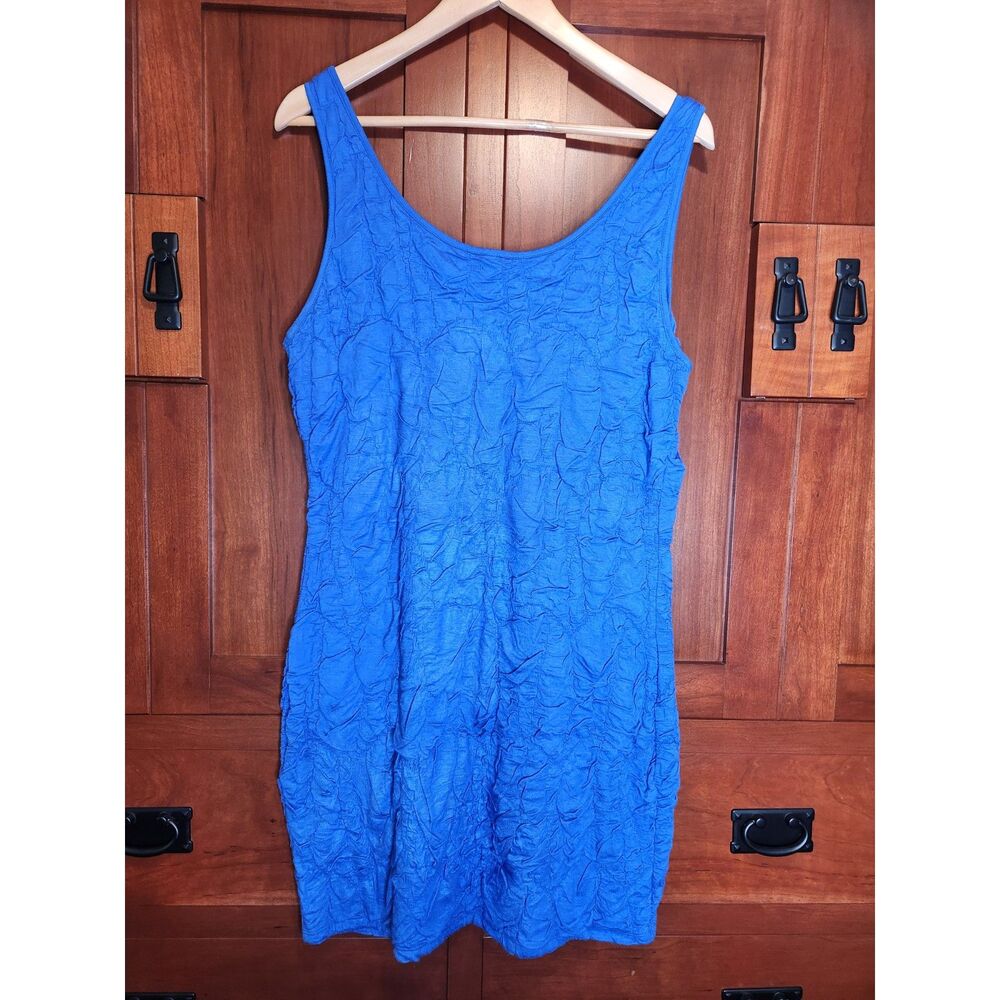 xhilaration Vibrant Blue Puckered Textured Fabric Tank Mini Dress Size XXL - Picture 2 of 6